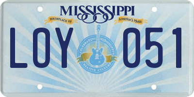 MS license plate LOY051