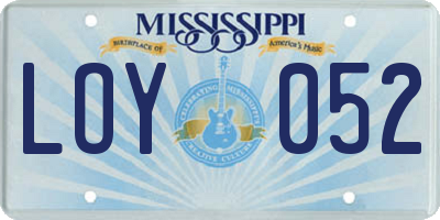 MS license plate LOY052