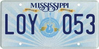 MS license plate LOY053
