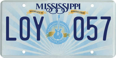 MS license plate LOY057