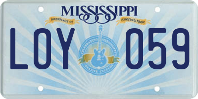MS license plate LOY059