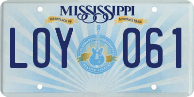 MS license plate LOY061