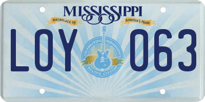 MS license plate LOY063