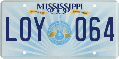 MS license plate LOY064