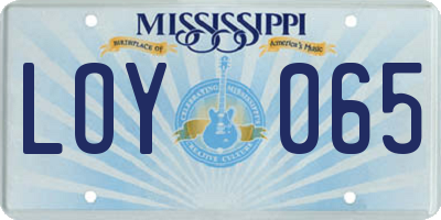 MS license plate LOY065