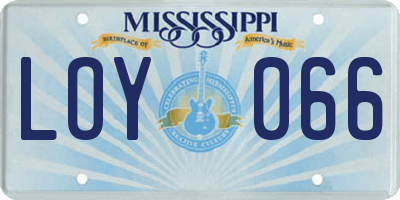 MS license plate LOY066