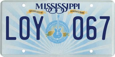 MS license plate LOY067