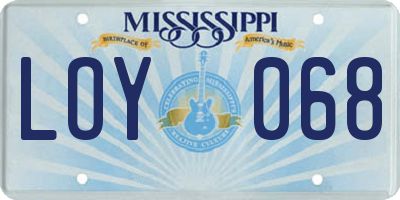 MS license plate LOY068