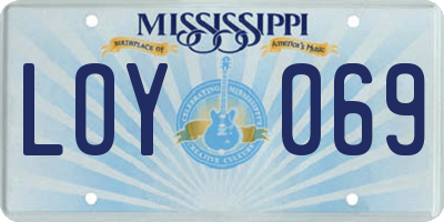 MS license plate LOY069