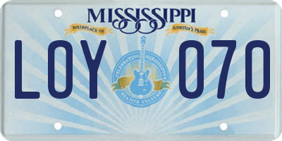 MS license plate LOY070