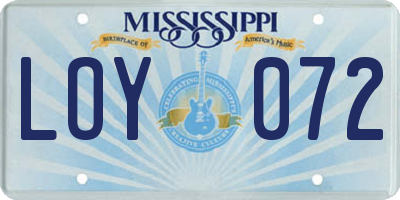 MS license plate LOY072