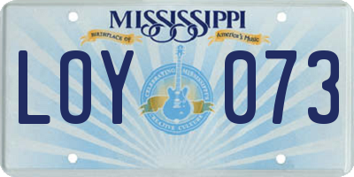 MS license plate LOY073