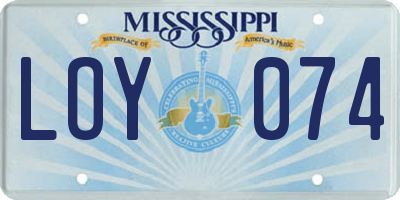 MS license plate LOY074