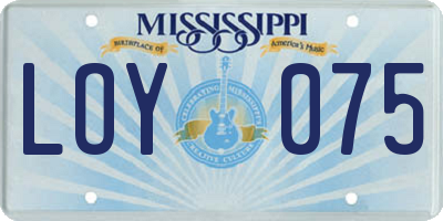 MS license plate LOY075