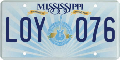 MS license plate LOY076