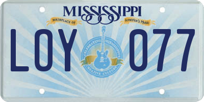 MS license plate LOY077
