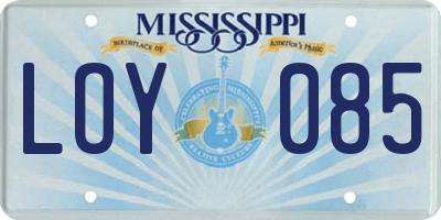 MS license plate LOY085