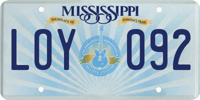MS license plate LOY092