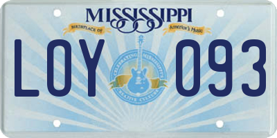 MS license plate LOY093