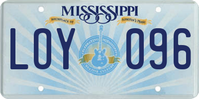 MS license plate LOY096