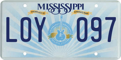 MS license plate LOY097