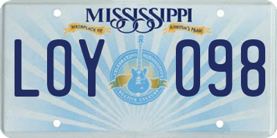 MS license plate LOY098