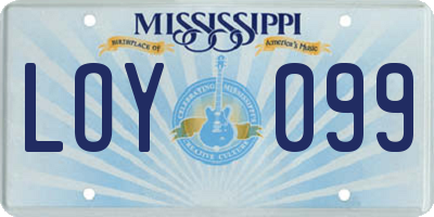 MS license plate LOY099