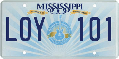 MS license plate LOY101