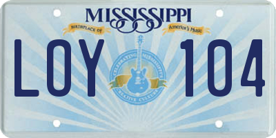 MS license plate LOY104