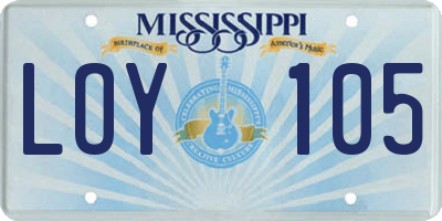MS license plate LOY105