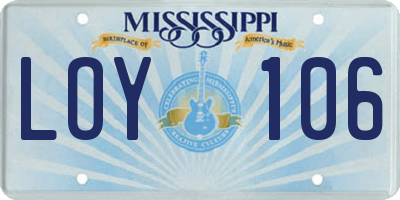 MS license plate LOY106