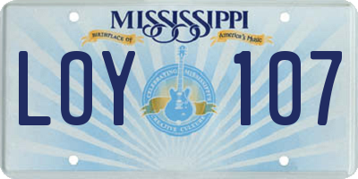 MS license plate LOY107