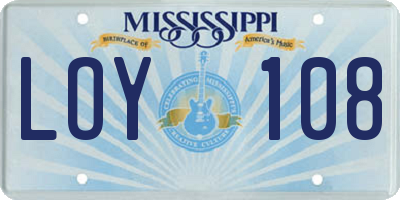 MS license plate LOY108