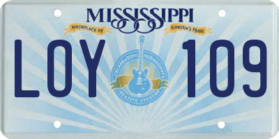 MS license plate LOY109