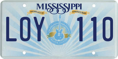 MS license plate LOY110