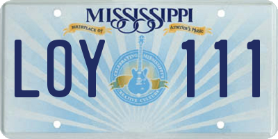 MS license plate LOY111