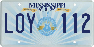 MS license plate LOY112