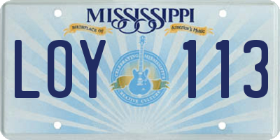 MS license plate LOY113