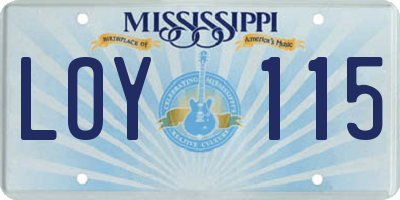 MS license plate LOY115