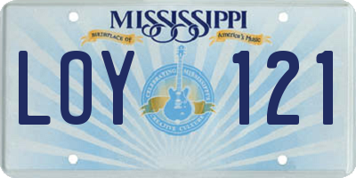 MS license plate LOY121