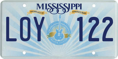 MS license plate LOY122