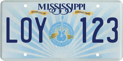MS license plate LOY123