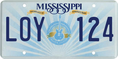 MS license plate LOY124