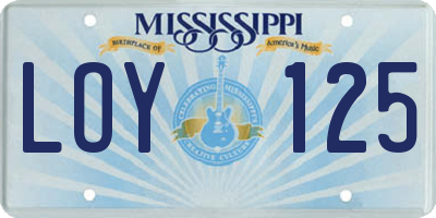 MS license plate LOY125