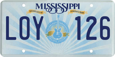 MS license plate LOY126