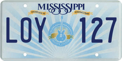 MS license plate LOY127
