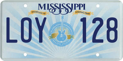 MS license plate LOY128