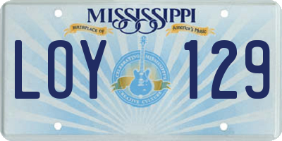 MS license plate LOY129