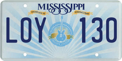 MS license plate LOY130