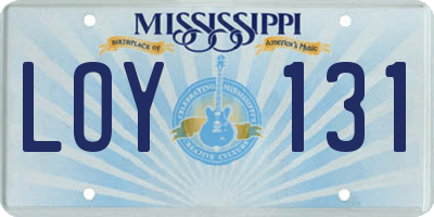 MS license plate LOY131